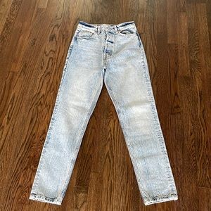 Free People Size 27 We The Free Acid Wash High Rise Denim Zuri Mom Jean